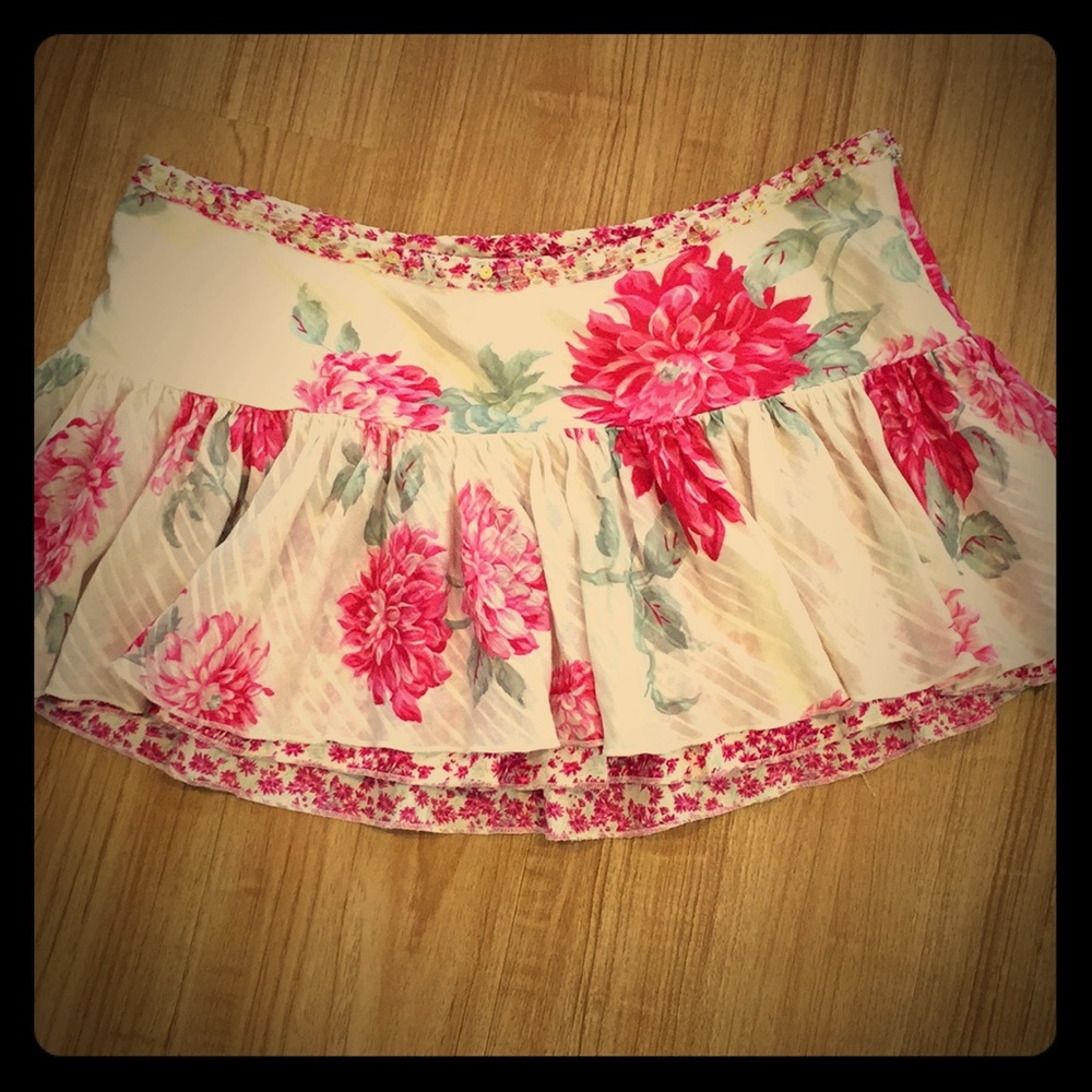 Abercrombie Pink and White Floral Layer Skirt